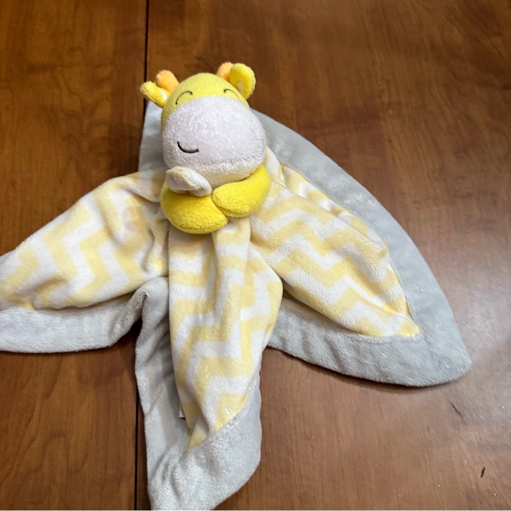 Yellow and Gray Plush Animal Blanket